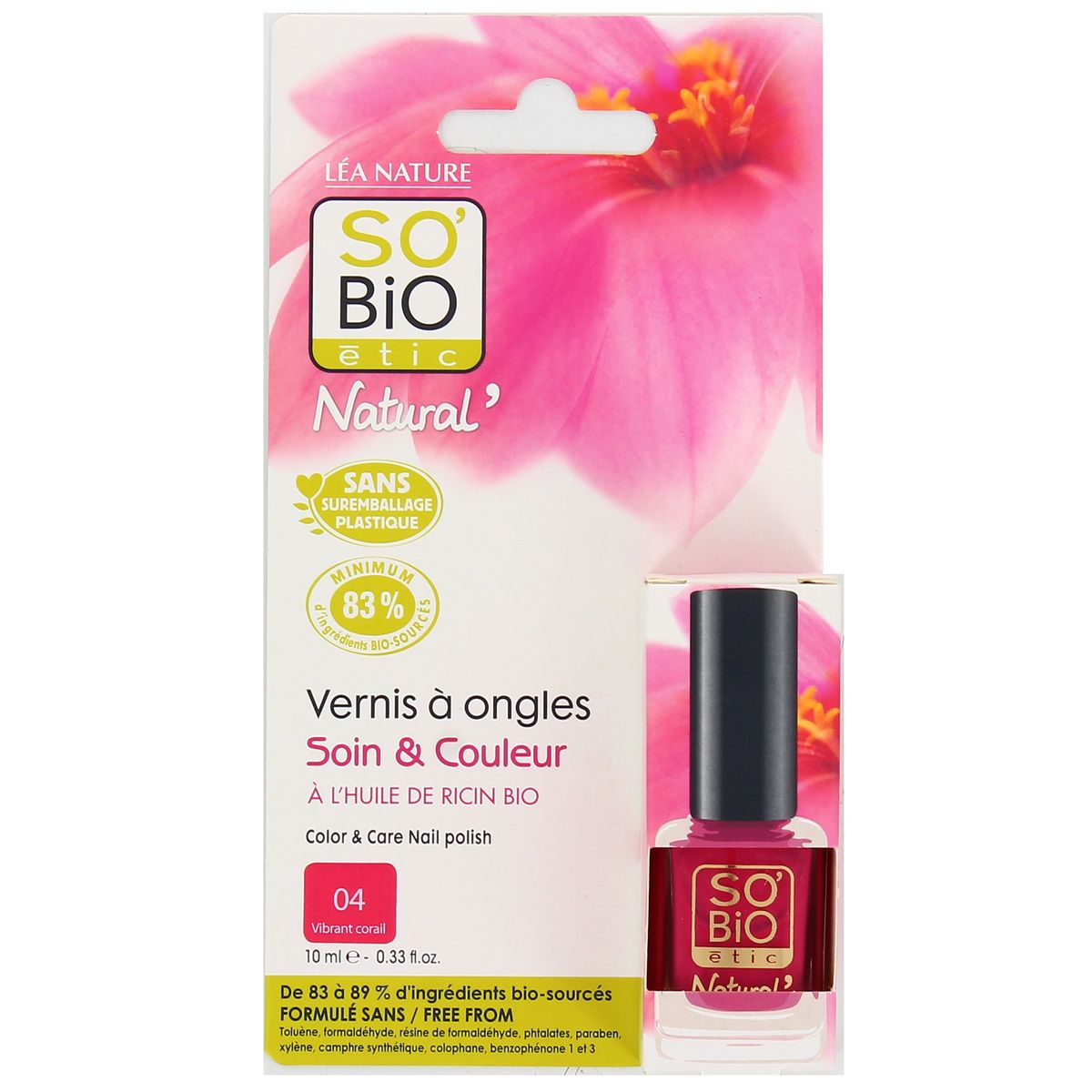 Sobio étic Vernis à Ongles N4 Vibrant Corail 10ml