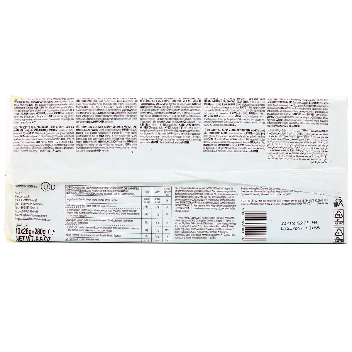 8001585001224 - Balconi - Mini génoise trancetto au chocolat x10