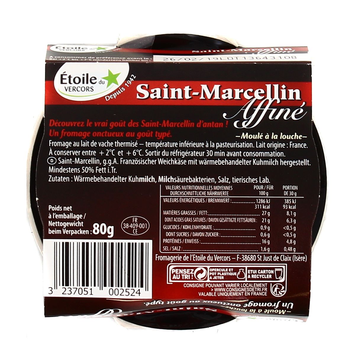 3237051002524 - L'Etoile du Vercors - Saint-Marcellin IGP affiné