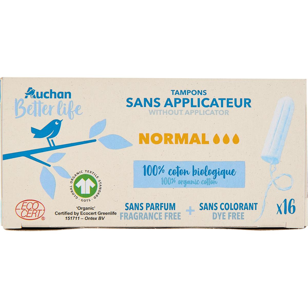 3245677723624 - Auchan Better Life - Tampons sans applicateur normal