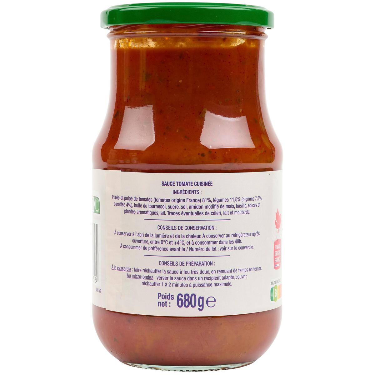 3596710448524 - Auchan - Sauce tomate cuisinée origine France en bocal