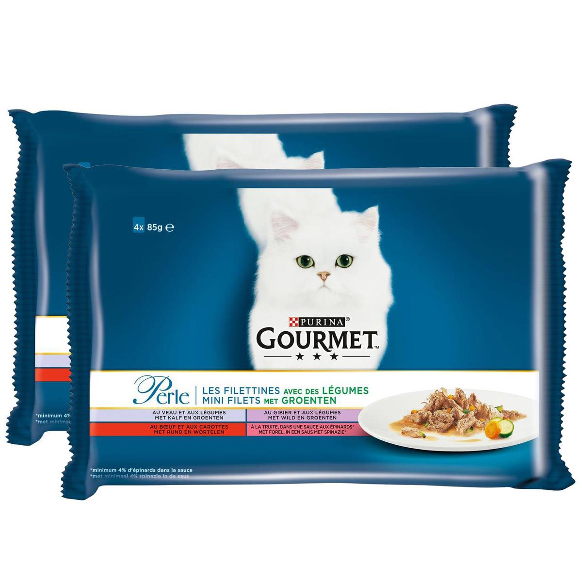 2050000399824 - Purina - Gourmet Perle - Sachets en Sauce Filettines avec des Légumes 4 variétés pour chat