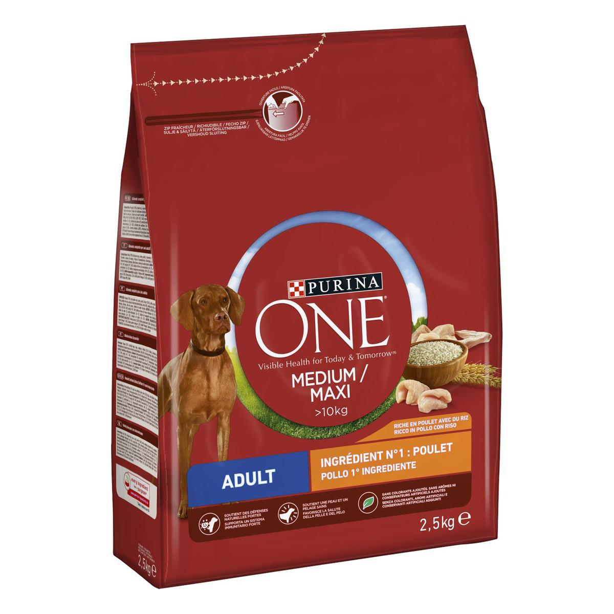 Purina One Croquettes Poulet Riz pour Chien moyen et grand adulte