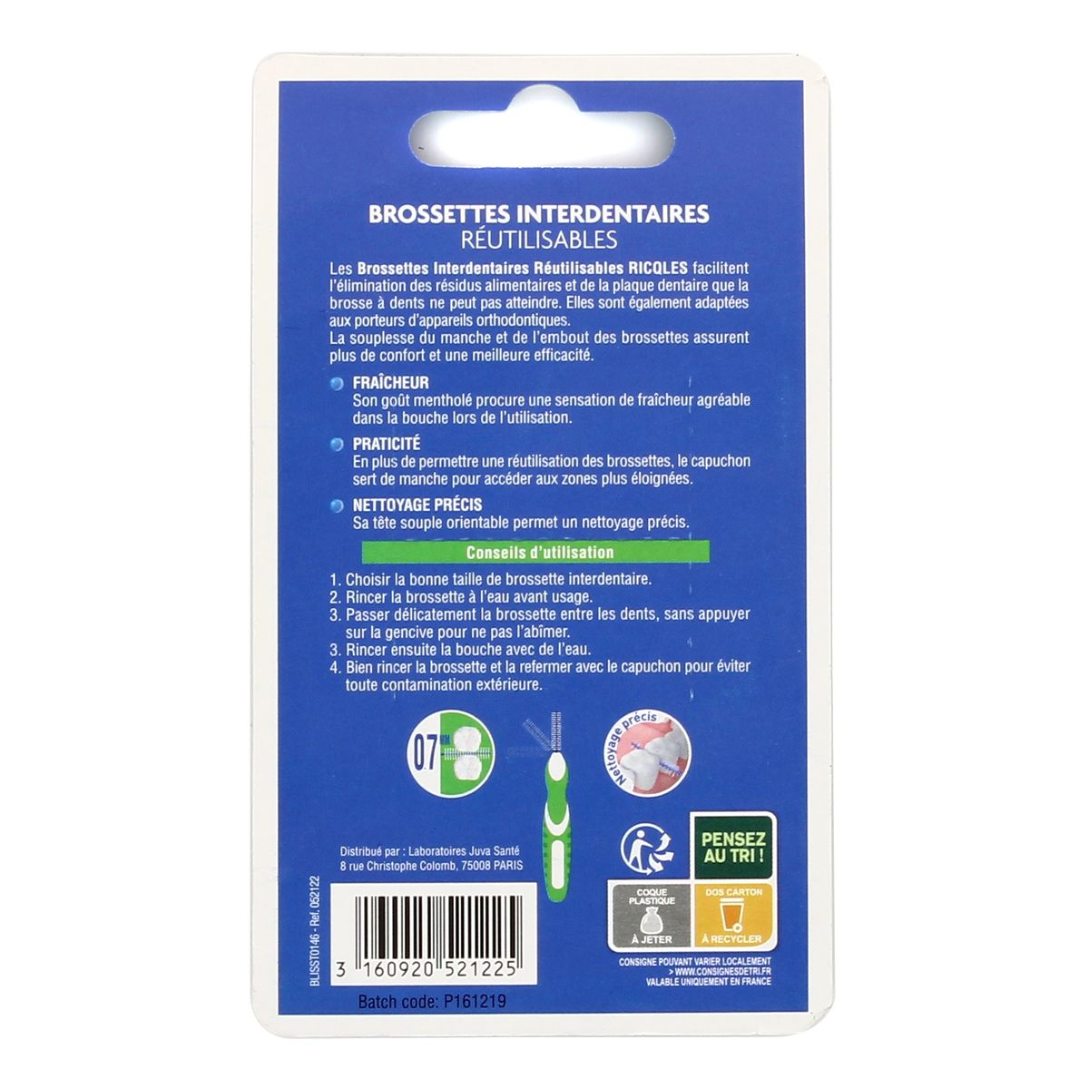3160920521225 - RICQLES - Brossettes interdentaires réutilisables 0,7mm