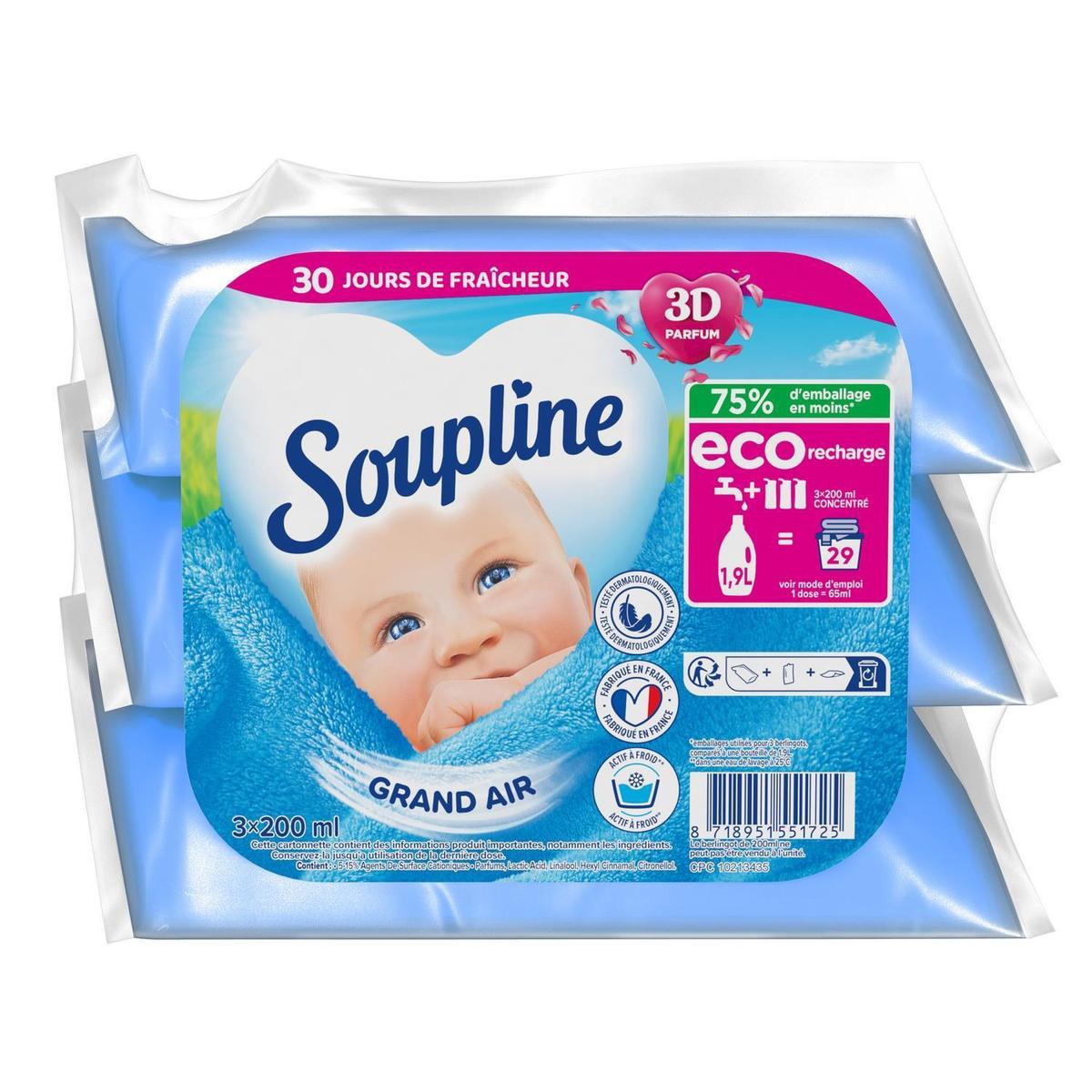 Soupline - Pack de 2 - Lot de 2 Adoucissants Soupline concentré 3D