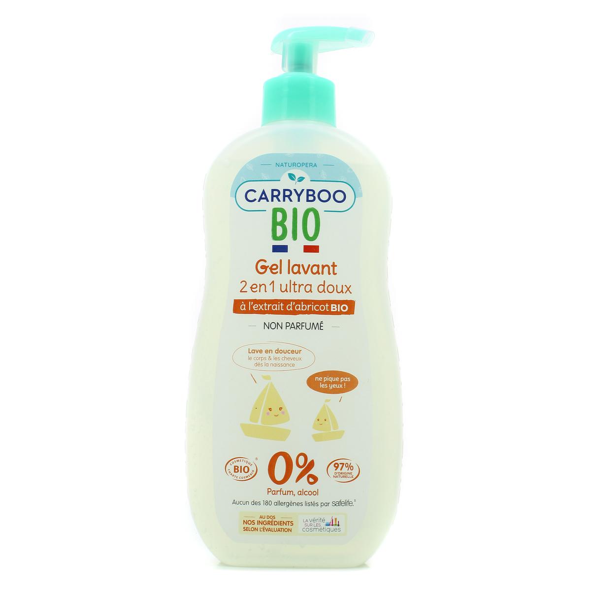 3760001762525 - Carryboo - Gel Lavant 2 en 1 ultra doux à l'extrait d'abricot Bio