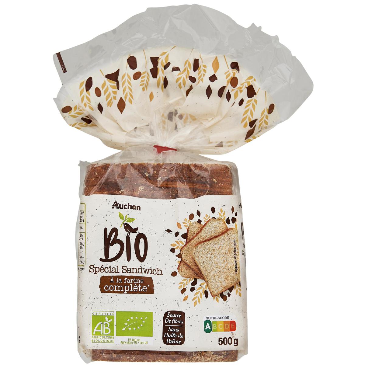 3596710473625 - Auchan BIO - Pain de Mie Complet Bio Sans Huile de Palme