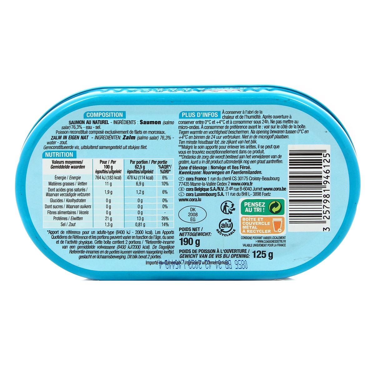 3257981946125 - Cora - Filet de Saumon au Naturel