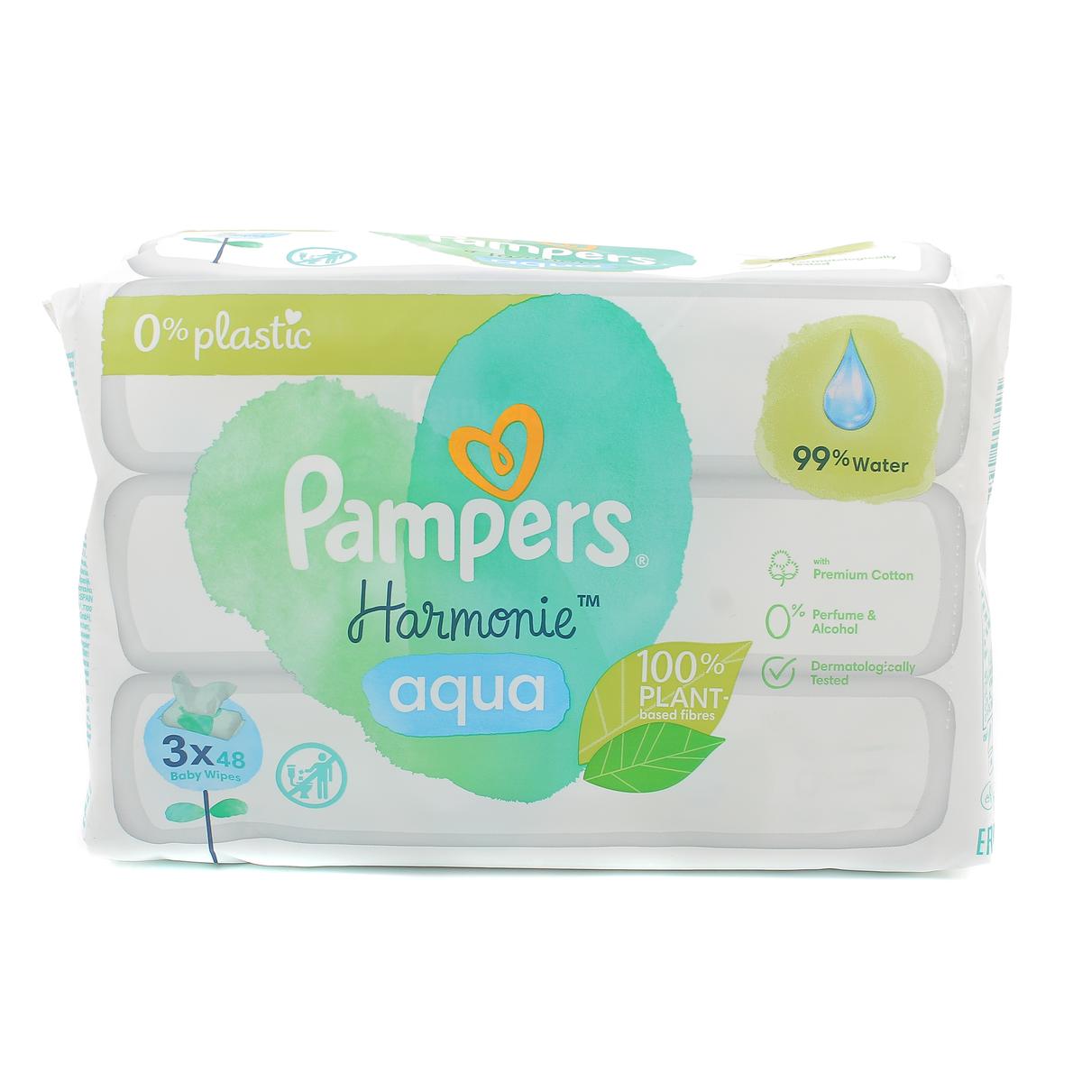 Pampers Harmonie Aqua - Lingettes pour bébé sans plastique