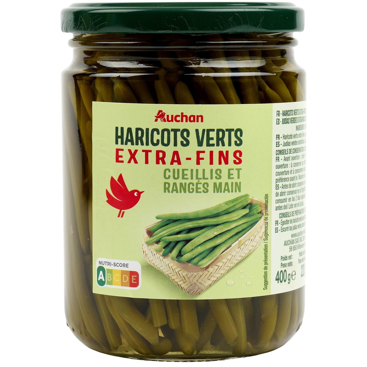 3596710480326 - Auchan - Haricots verts extra fins cueillis et rangés main en bocal