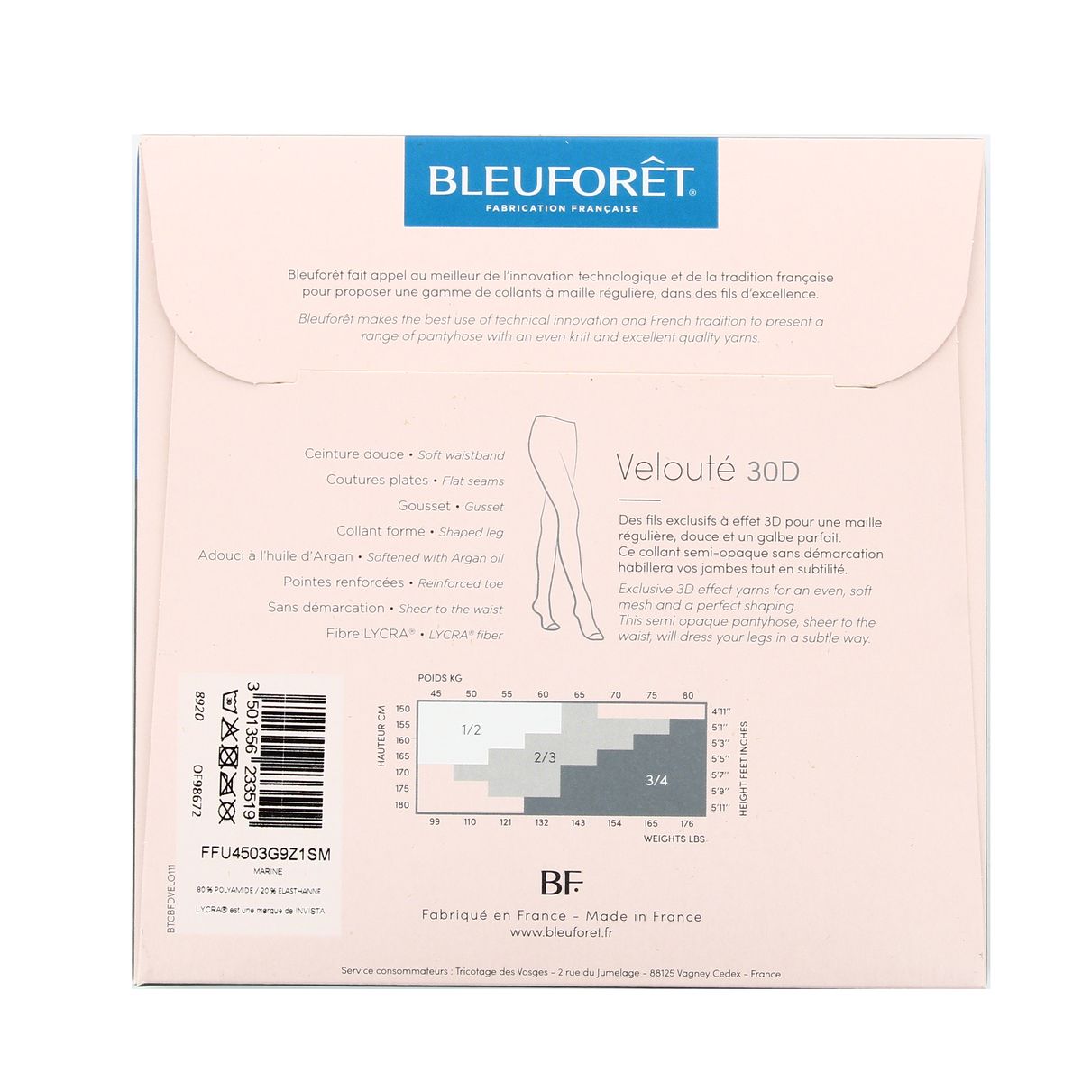 3501356233526 - Bleuforêt - Collant semi opaque Marine 30D