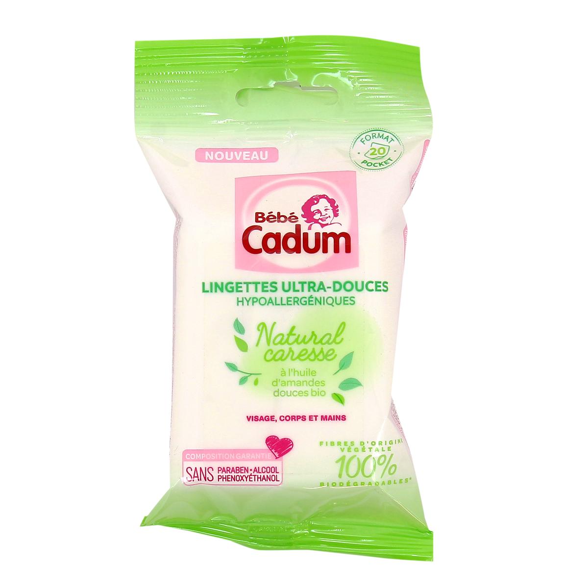 Bebe Cadum Lingettes Ultra Douces Natural Caresse A L Huile D Amandes Douces Bio Format Pocket