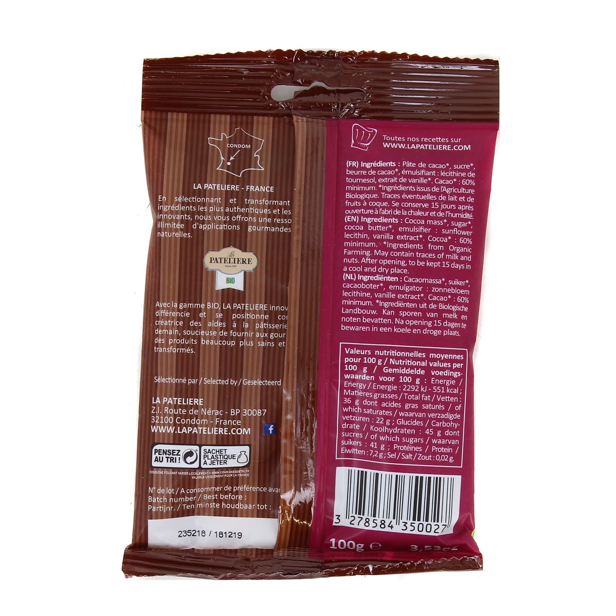 Pépites de chocolat noir, 100g - LA PATELIÈRE – GOJI MAROC