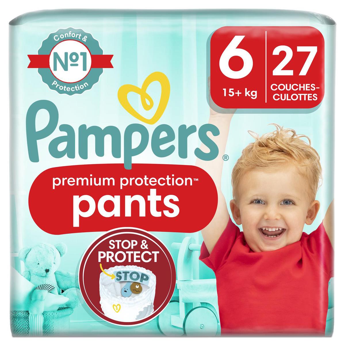 Pampers Premium Protection Pants Couches culottes T6 +15kg, 27 couches