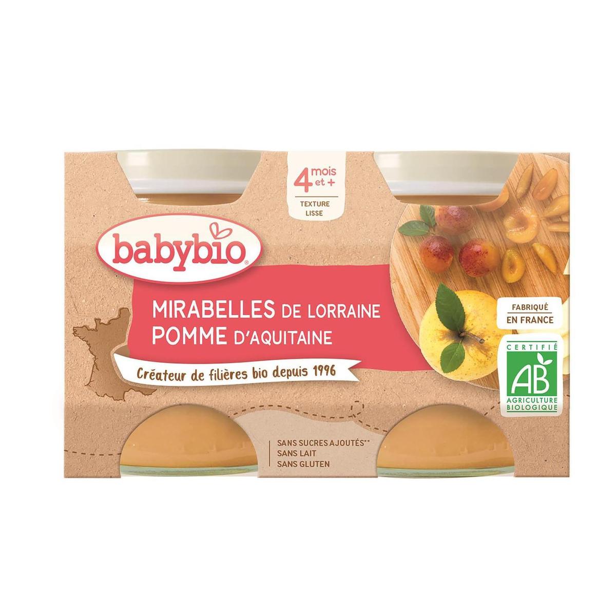3288131510927 - Babybio - Pommes, Mirabelles de Lorraine Bio Pot Bébé Dès 4 mois