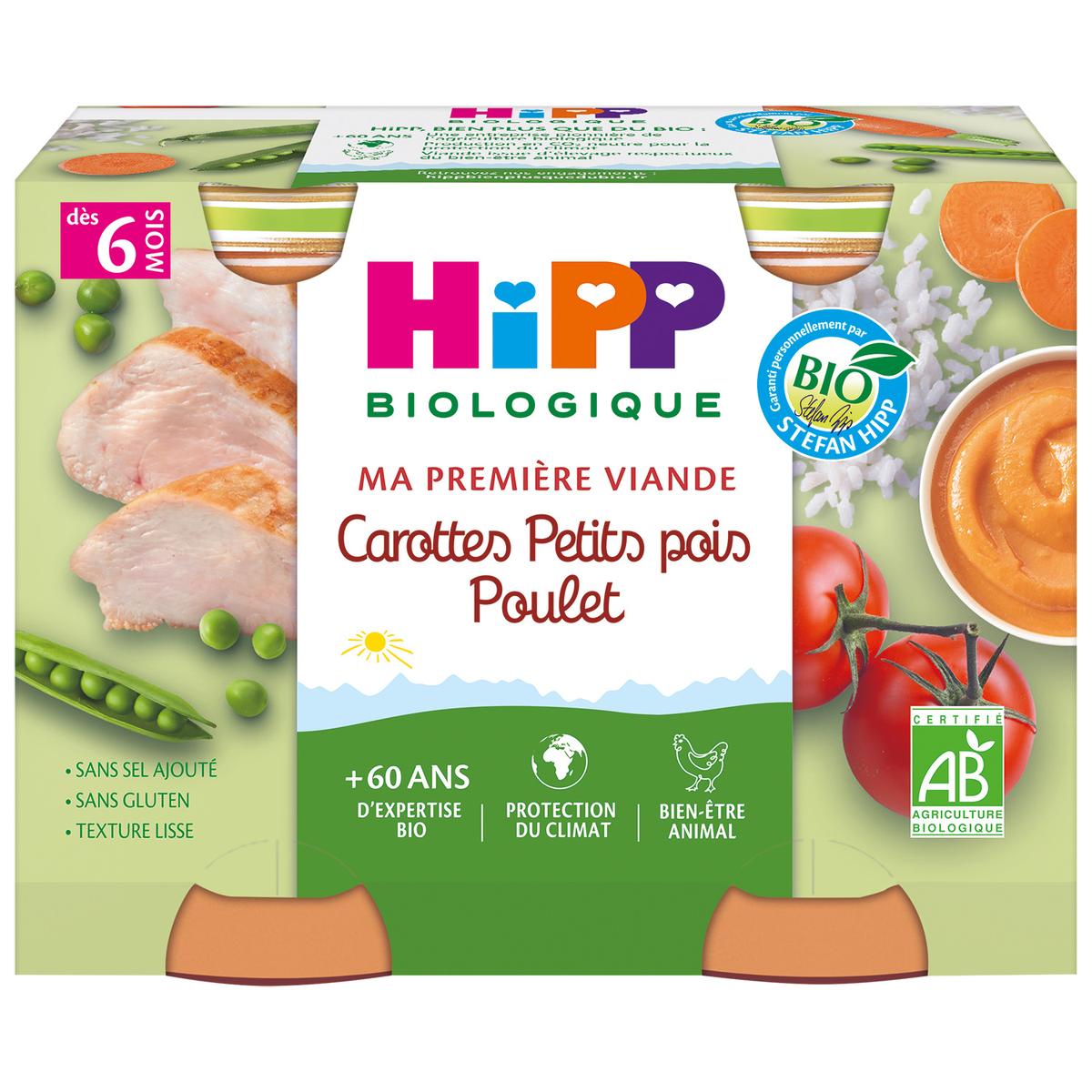 Achat Vente Hipp Carottes Petits Pois Poulet Bio Des 6 Mois 2x190g