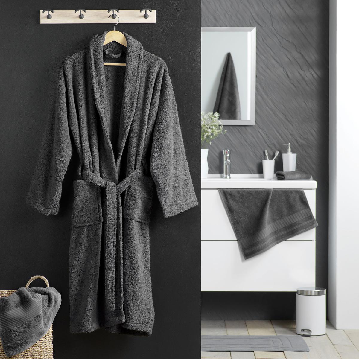 3574388018027 - Douceur D Interieur - Peignoir éponge col anthracite