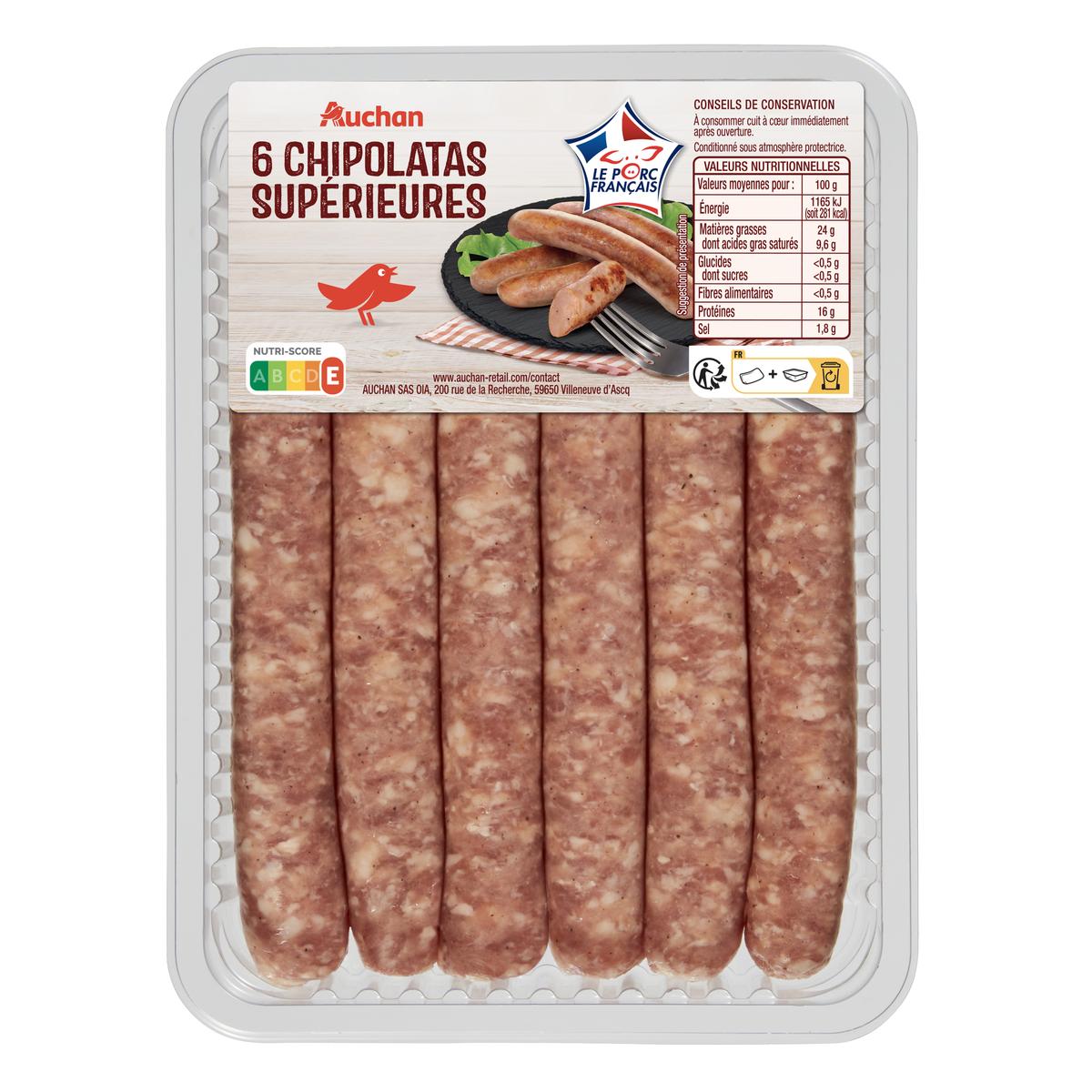 3505625001328 - Auchan - Chipolatas Supérieures
