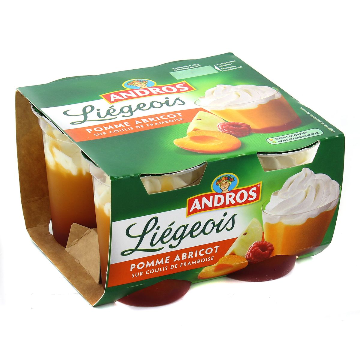 Andros Liégeois Pomme Abricot sur coulis de Framboise, 4x100g houra.fr