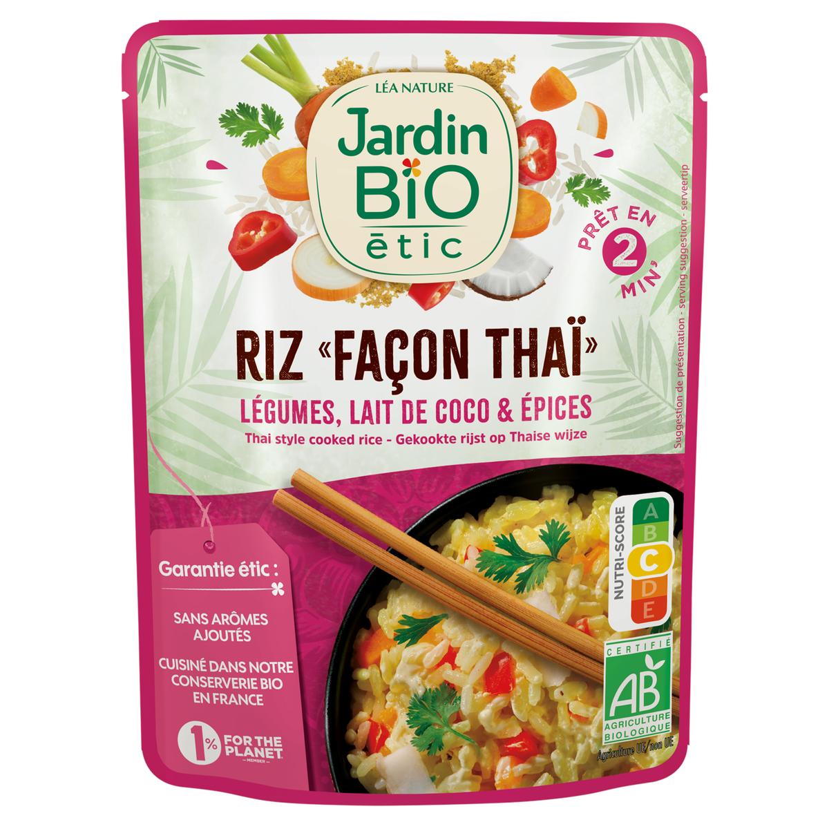 Bio Riz Bread Livraison à domicile Jardin Bio Etic Riz Cuisiné Façon Thai Bio, 250g