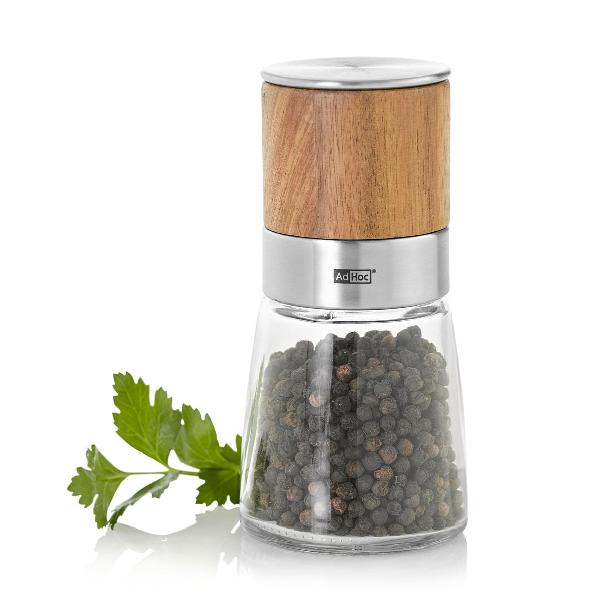 4037571388028 - Adhoc - Moulin sel / poivre en acacia, verre, inox, broyeur céramique