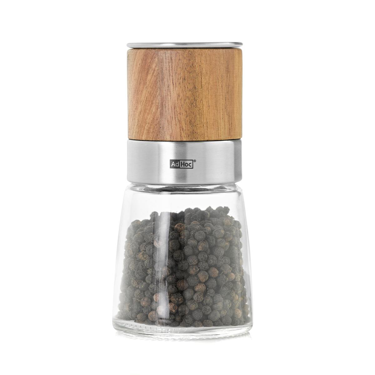 4037571388028 - Adhoc - Moulin sel / poivre en acacia, verre, inox, broyeur céramique