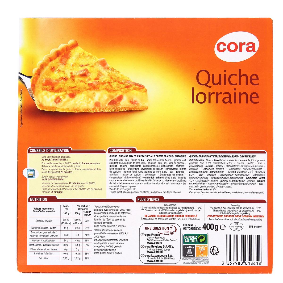 2050000269028 - Cora - Quiche Lorraine aux oeufs frais et à la crème fraiche