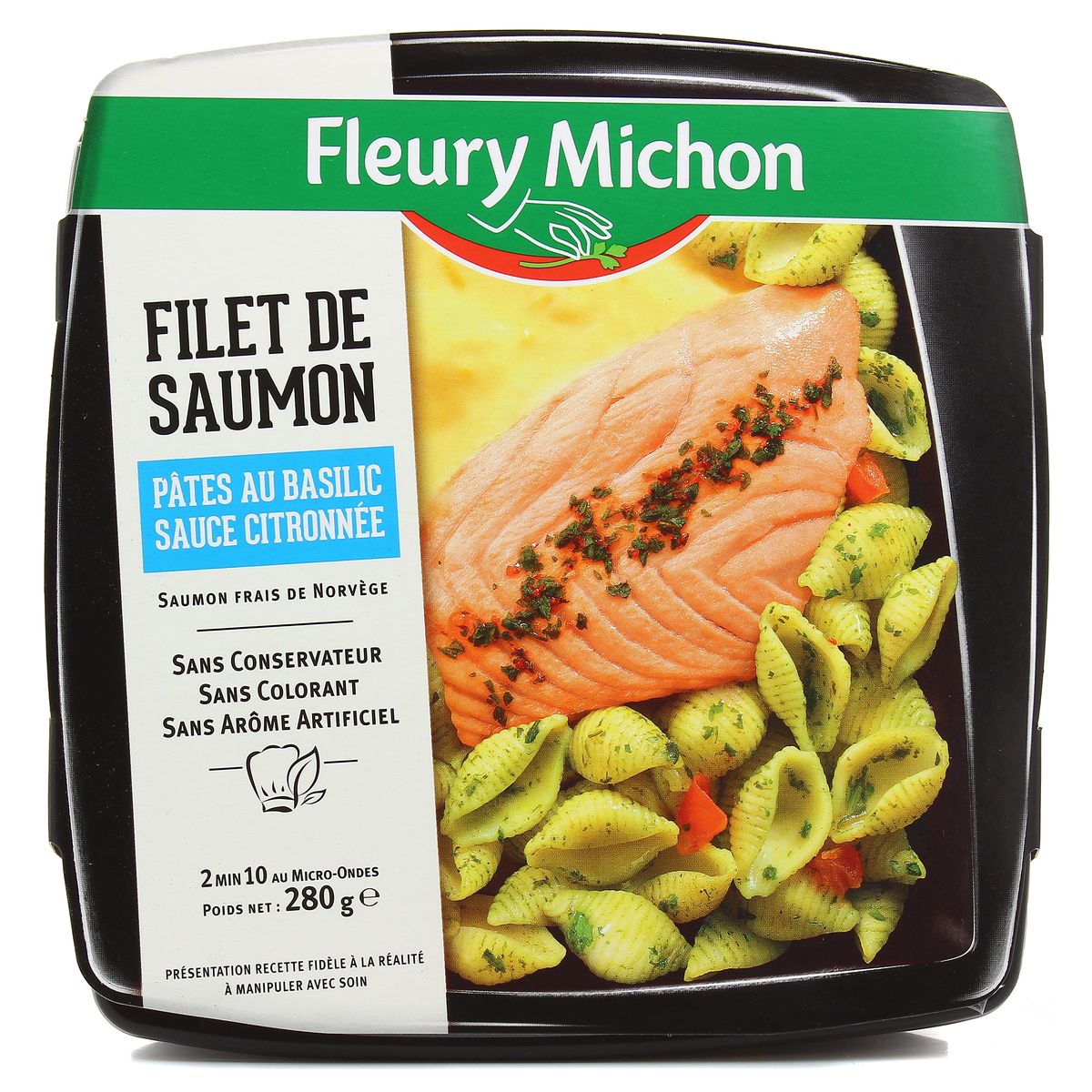 Fleury Michon Filet de Saumon Pâtes au Basilic, sauce Citronnée, 280g