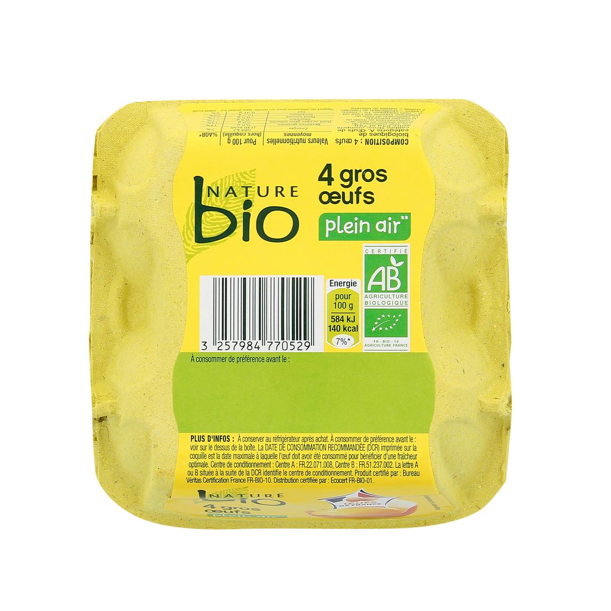 Nature bio - Oeufs bio calibre moyen - Supermarchés Match