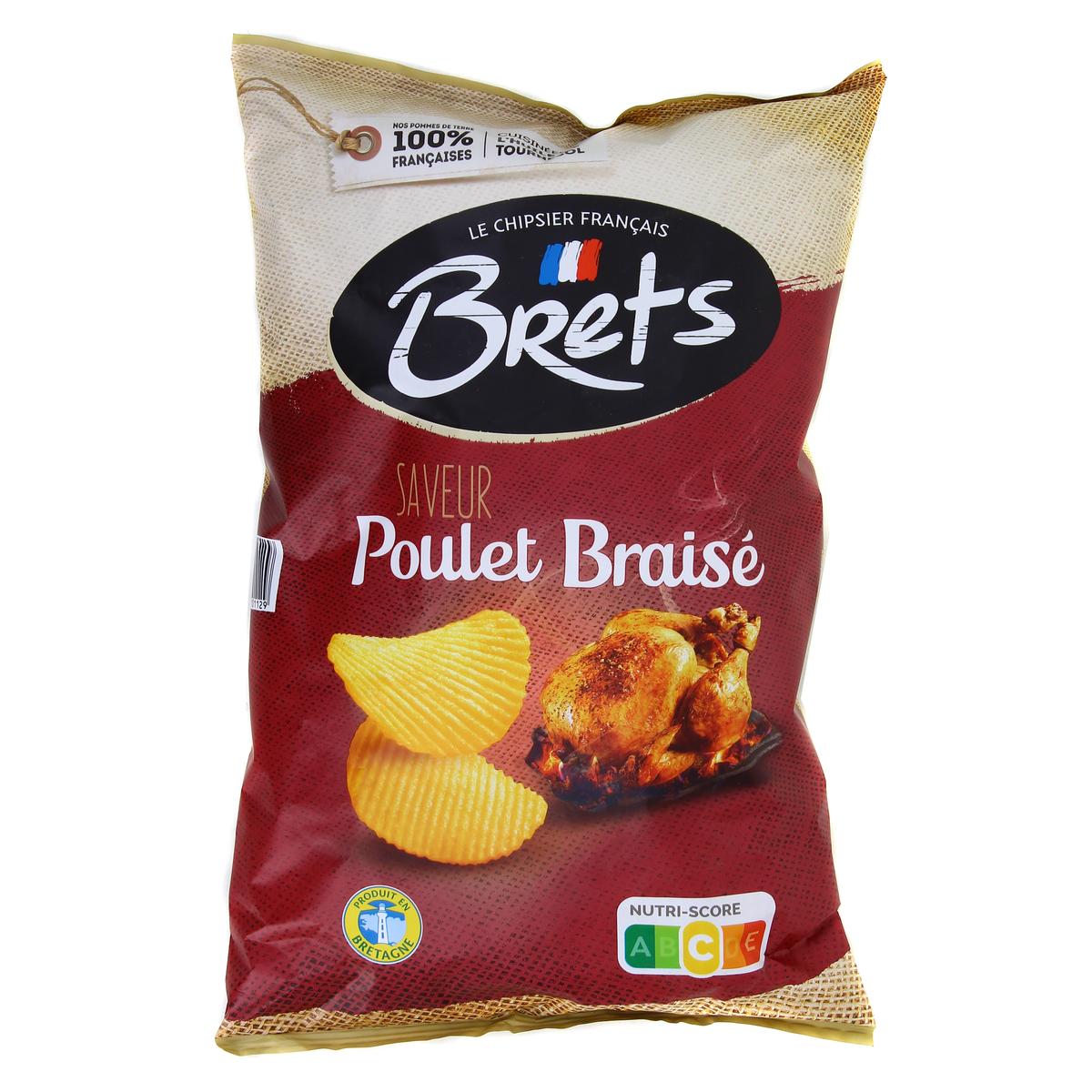 BRETS Chips ondulées saveur poulet braisé 125g pas cher 
