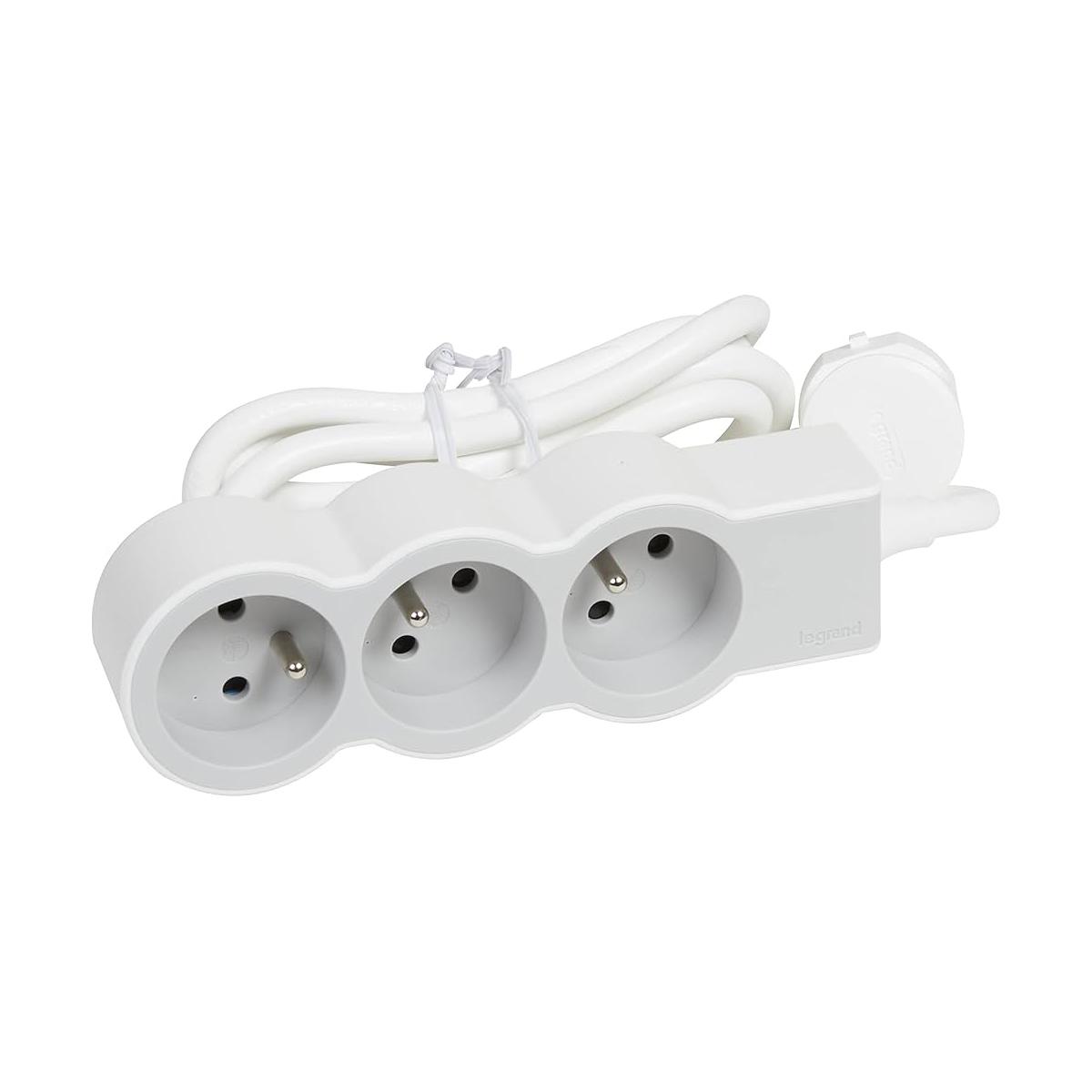 3414971943629 - Legrand - Rallonge multiprise extra-plate 3 prises - blanc et gris clair 