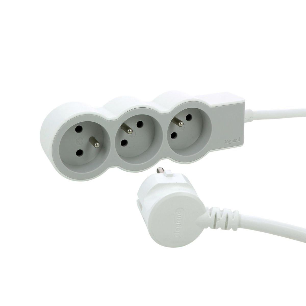 3414971943629 - Legrand - Rallonge multiprise extra-plate 3 prises - blanc et gris clair 