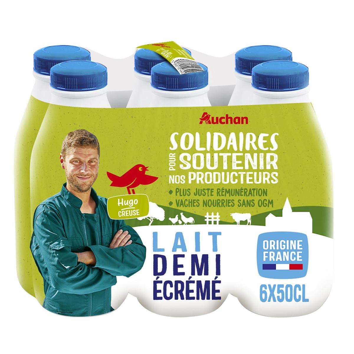 3596710462230 - Auchan Solidaires - Lait demi-écrémé UHT