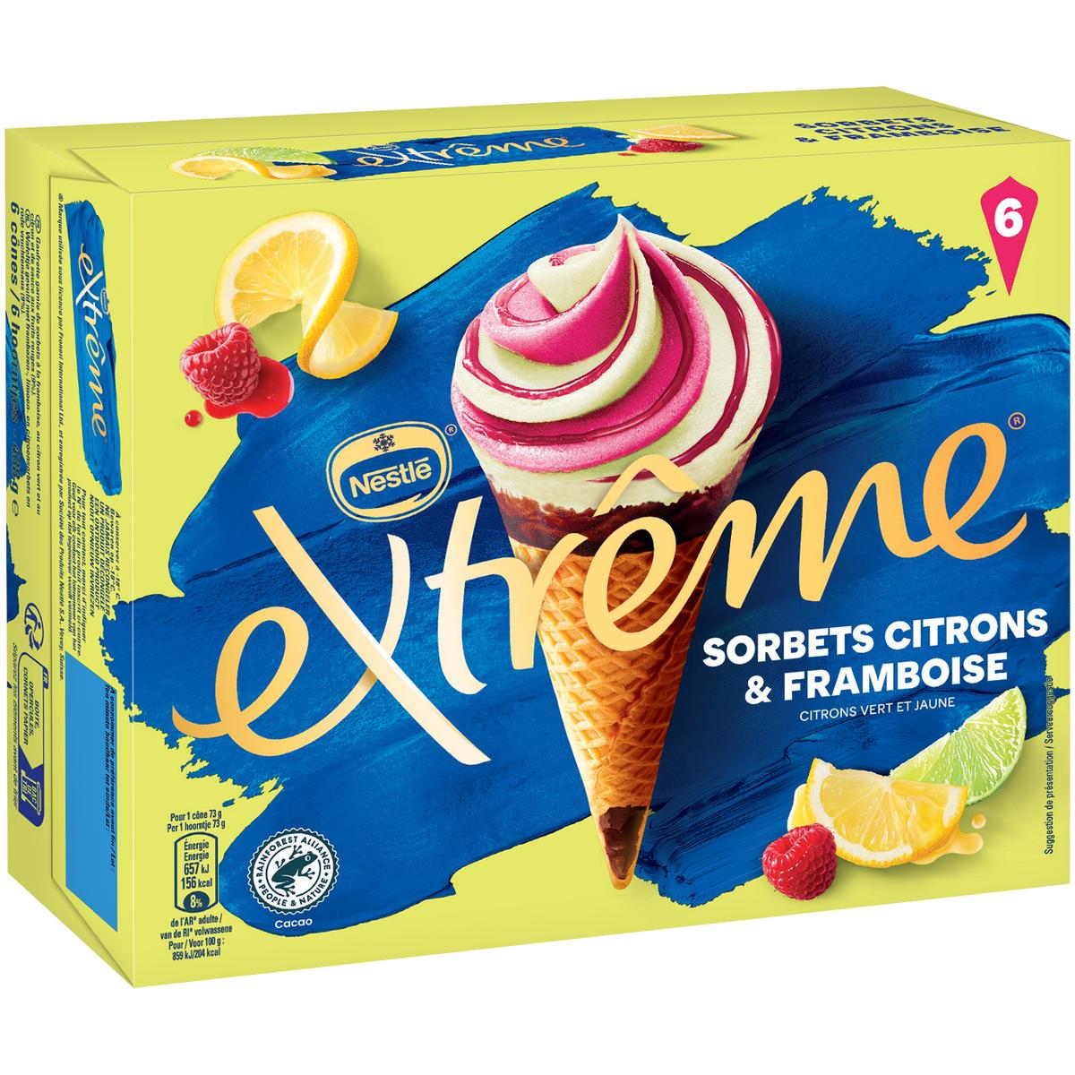 7613035452930 - Extrême - Cônes glacés citron vert, jaune et framboise