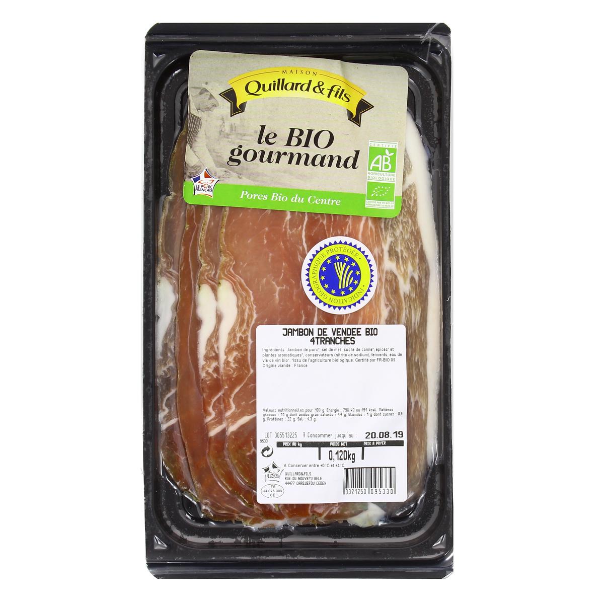 3321250095330 - Quillard & Fils - Jambon cru BIO de Vendée IGP 120g