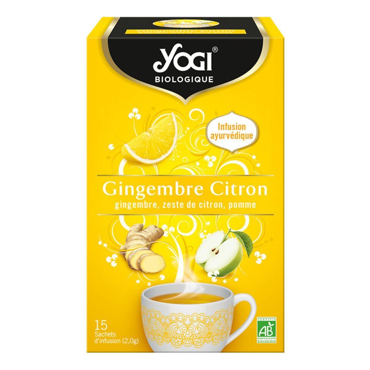 Achat Yogi Infusion gingembre, zeste de citron, pomme Bio - 15 sachets