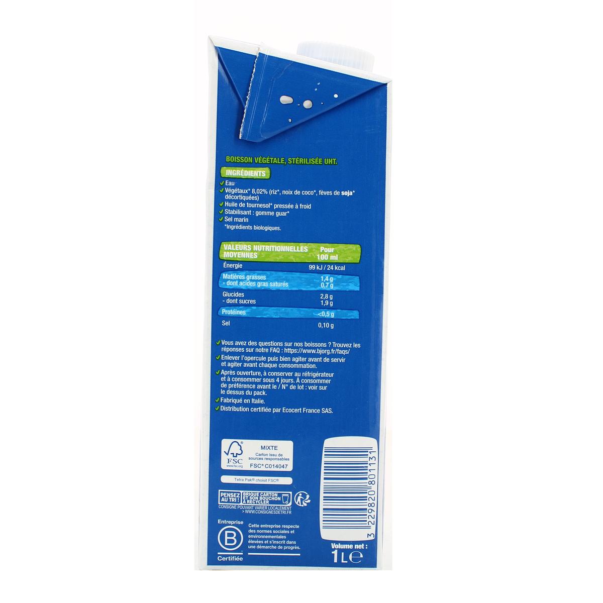 3229820801131 - Bjorg - Riz coco soja Boisson Végétale Bio