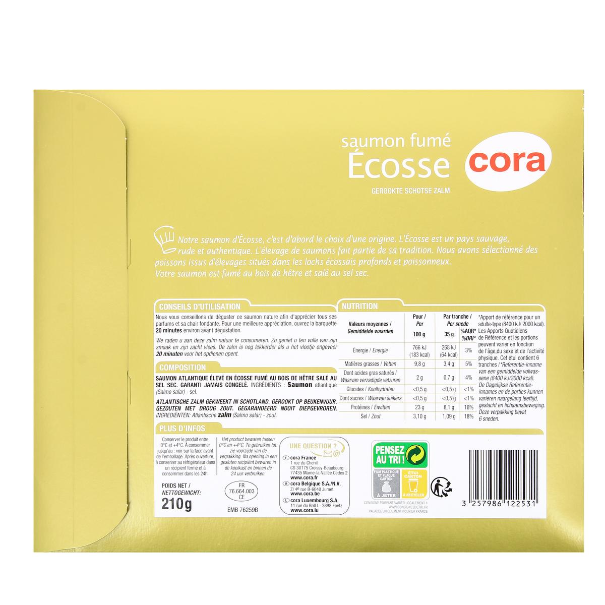 3257986122531 - Cora - Saumon fumé d'Ecosse, 210g
