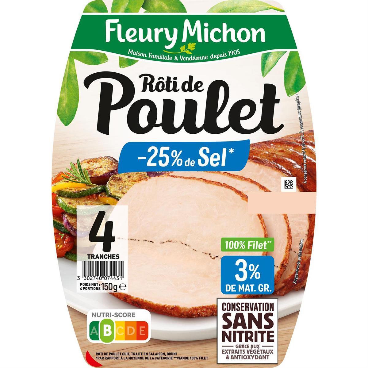 3302740074431 - Fleury Michon - Rôti de Poulet, Taux de Sel Réduit -25%*