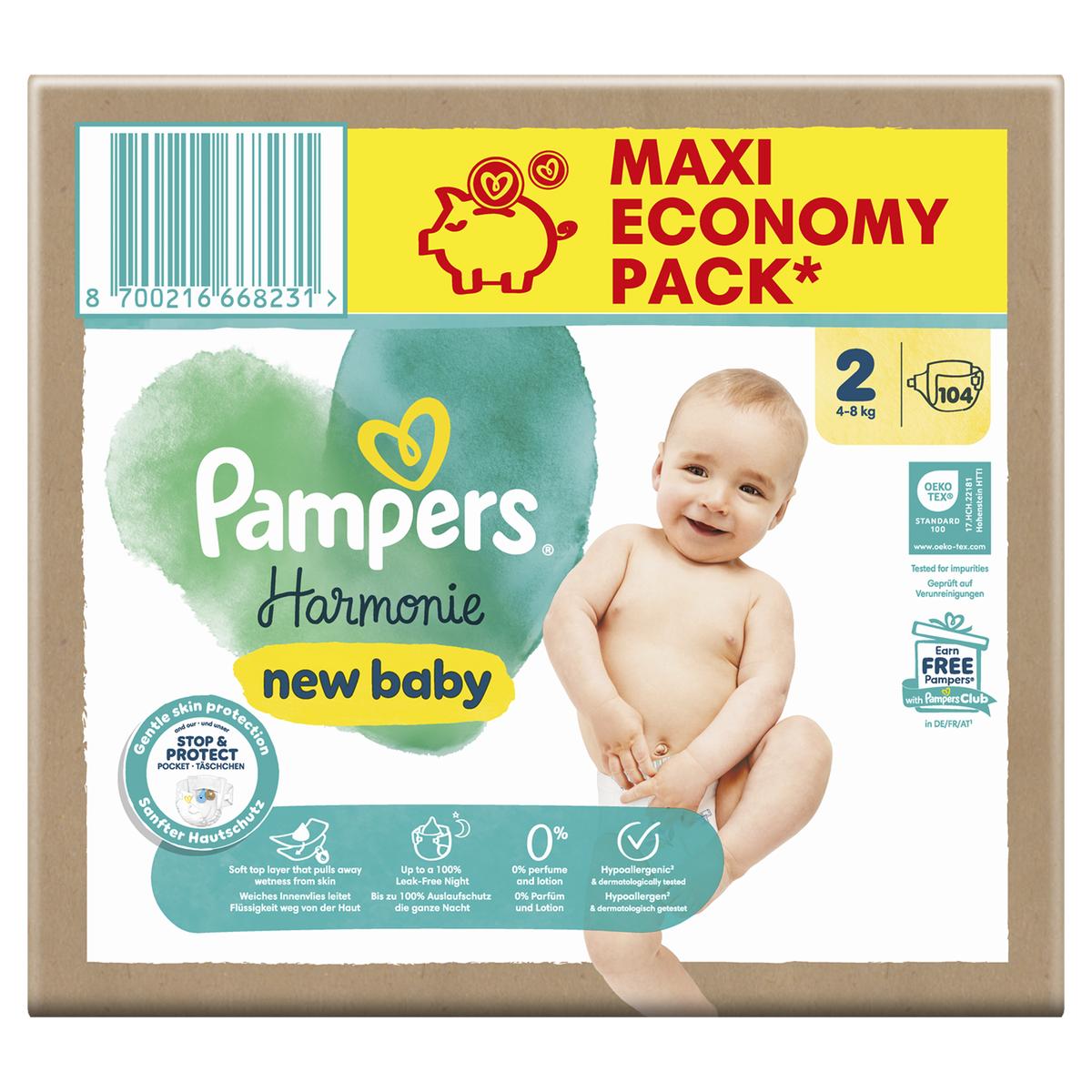 8700216668231 - Pampers Harmonie - Couches Bébé Harmonie New Baby 2-8kg T2