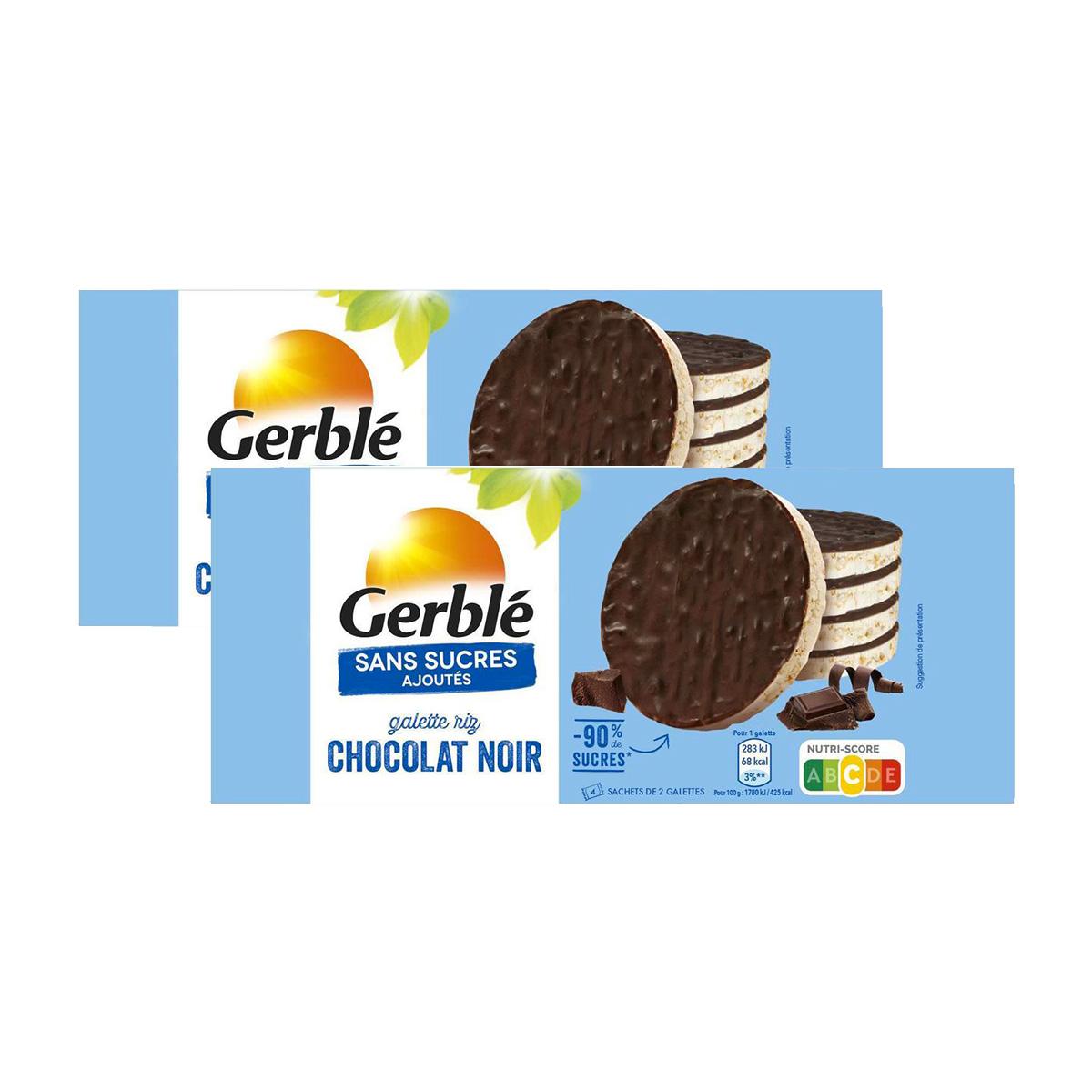 2050000400032 - Gerblé Sans Sucres Ajoutés - 8 Galettes de riz chocolat noir -90% de sucres en moins