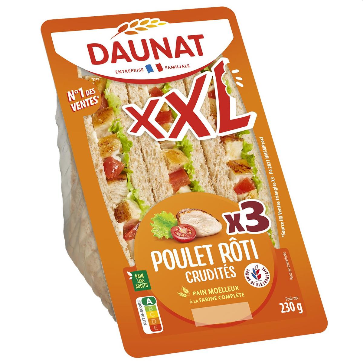 3367651000832 - DAUNAT - Sandwich Club XXL Poulet Rôti Crudités