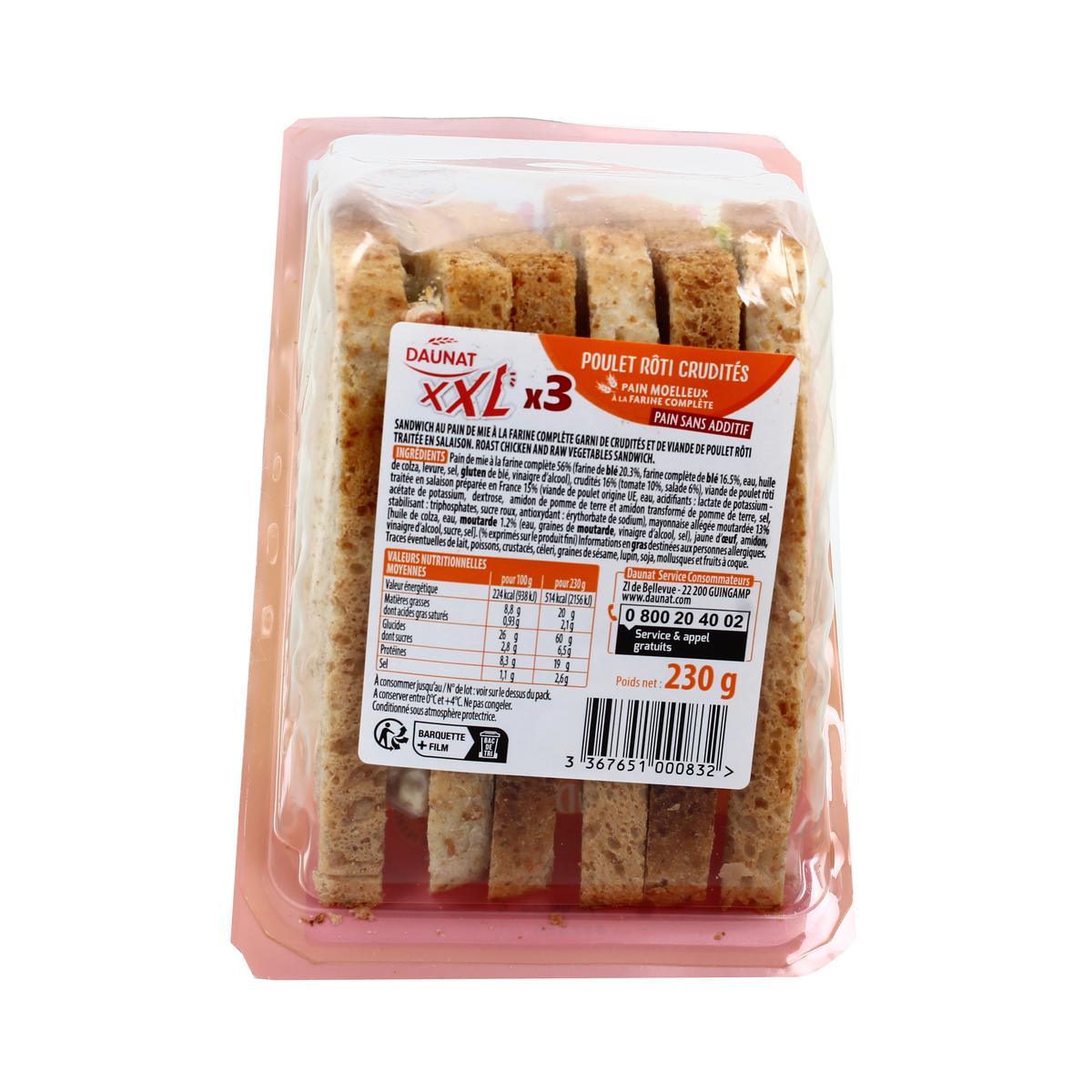 3367651000832 - DAUNAT - Sandwich Club XXL Poulet Rôti Crudités