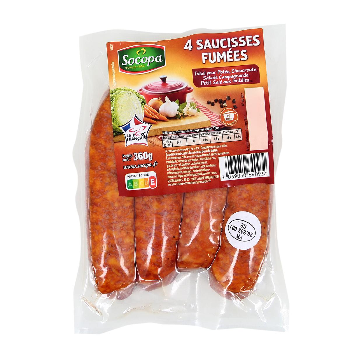 3039050640932 - Socopa - Saucisses Fumées au Bois de Hêtre