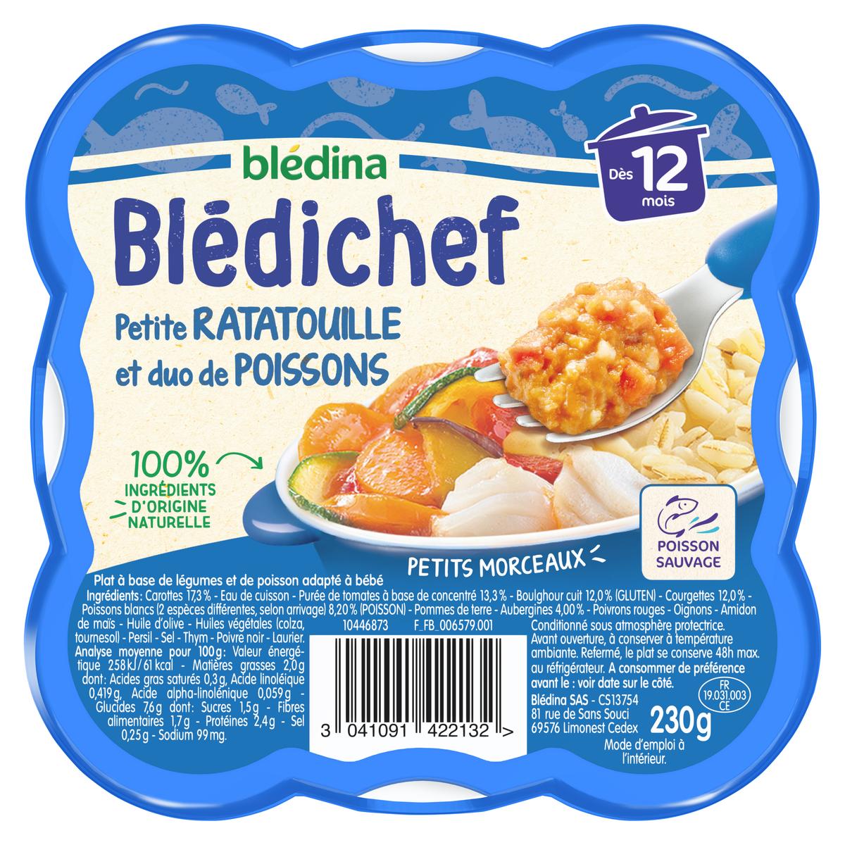 3041091422132 - Blédina - Blédi'chef - Petite Ratatouille Duo de Poissons Assiette Bébé Dès 12 mois