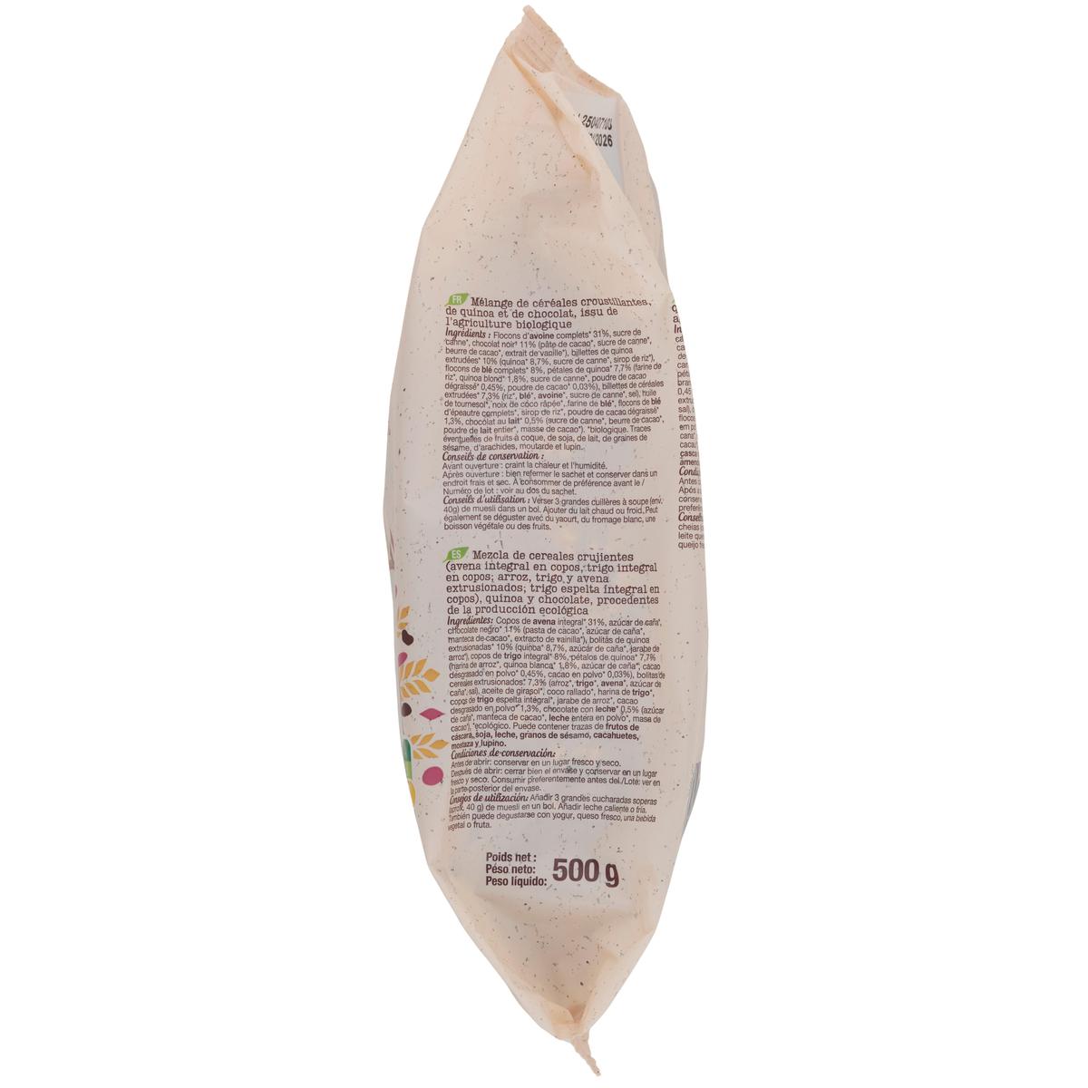3596710494132 - Auchan BIO - Muesli de céréales bio quinoa et chocolat
