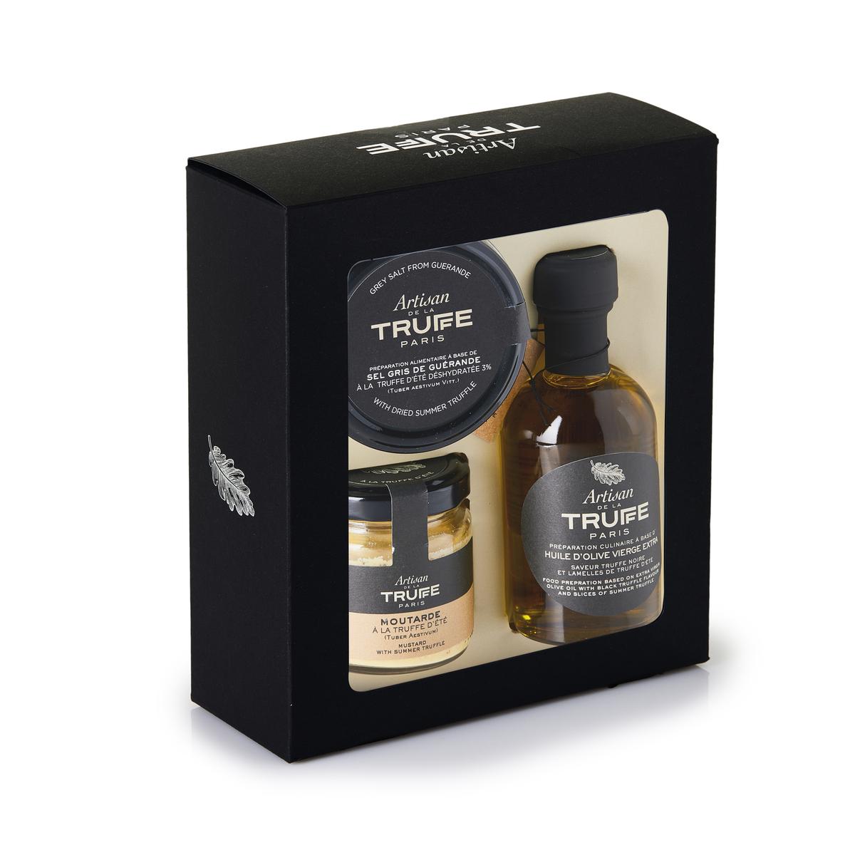 3392070015532 - Artisan de la Truffe - Paris - Coffret 3 produits truffés- Huile, Sel, Moutarde