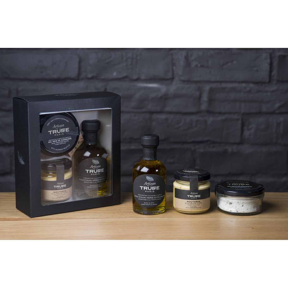3392070015532 - Artisan de la Truffe - Paris - Coffret 3 produits truffés- Huile, Sel, Moutarde