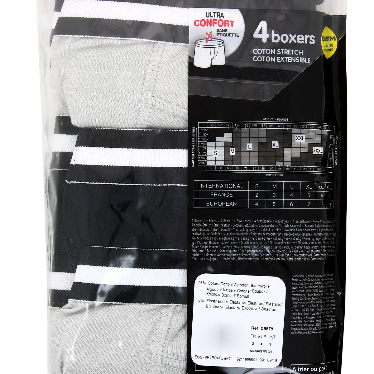 3610860656032 - Dim - Lot de 4 boxers Noirs/Gris Ecodim