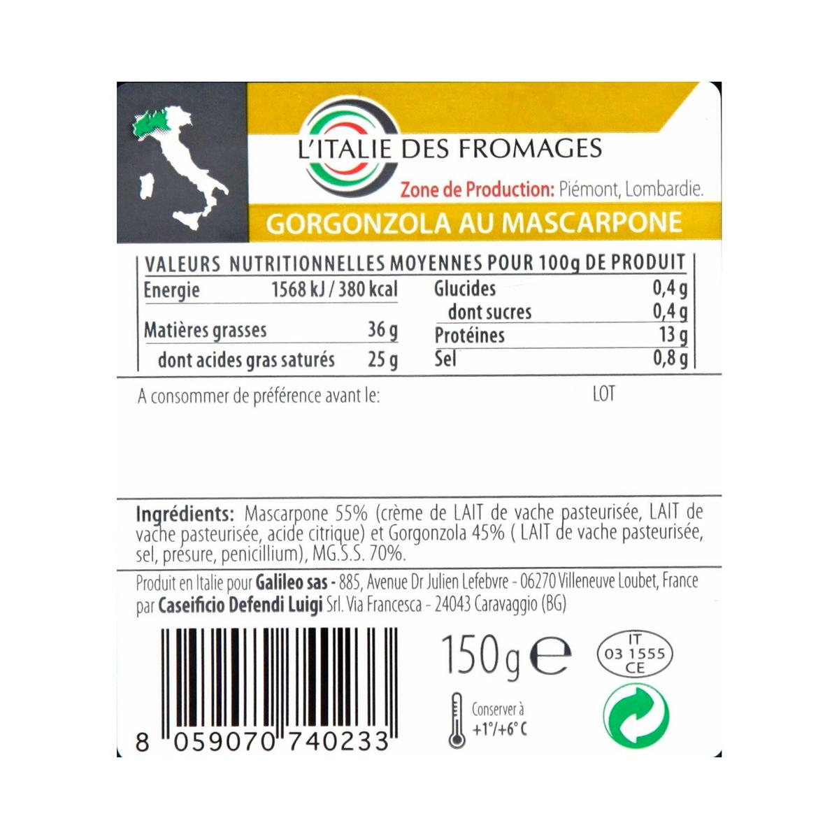 8059070740233 - Galileo - L'Italie des fromages - Gorgonzola au Mascarpone